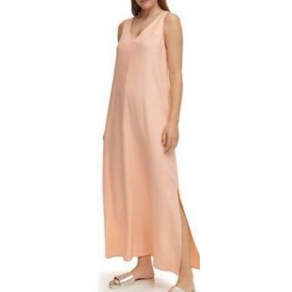 DKNY Peach Linen Blend Sleeveless Maxi Dress XL NWT - Picture 2 of 10